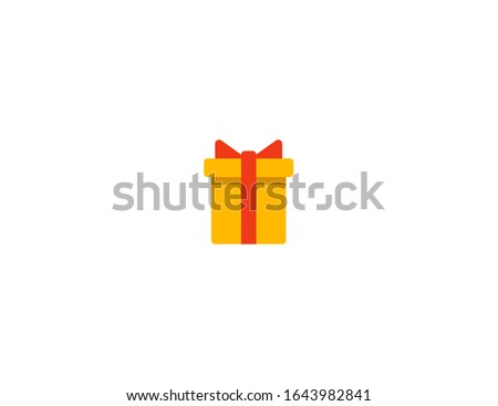 Gift box vector flat icon. Isolated Wrapped Gift, Birthday, Christmas present emoji illustration 