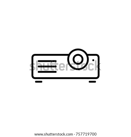 Presentation, movie, film, media projector vector illustration simple modern line icon, symbol, pictogram design