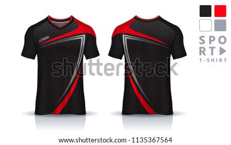t-shirt sport design template,Soccer jersey mockup,uniform front and back view. Foto stock © 