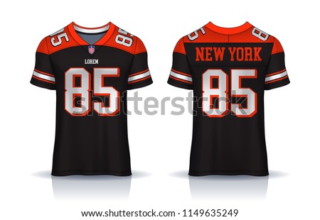 American Football jersey,t-shirt sport design template.uniform front and back view.