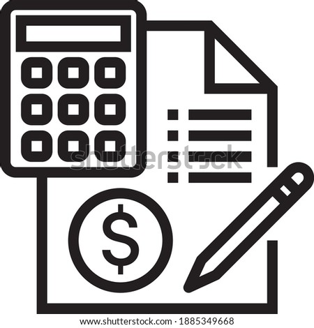 calculator and pen, accounting icon,  document and calculator, financial icon set