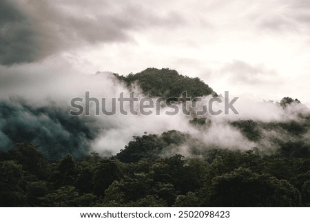 Similar – Image, Stock Photo Fog with mountains in summer in Savoie 2011