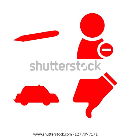 no icon set about no friends, pencil, police car and dislike vector set