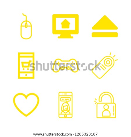 computer icons set with eject, e commerce like heart and imac vector set