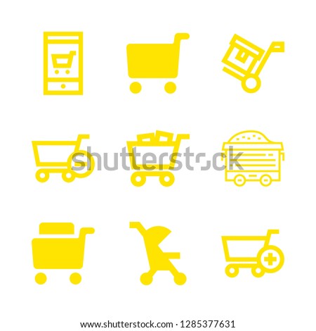 cart icons set with shopping cart filled tool, subtract of shopping cart and wagon vector set