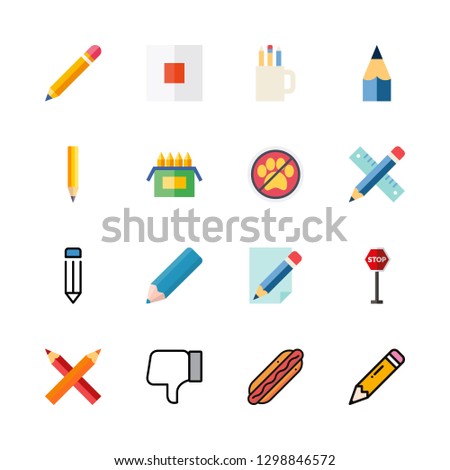 16 no icons with junk food and pencils in this set