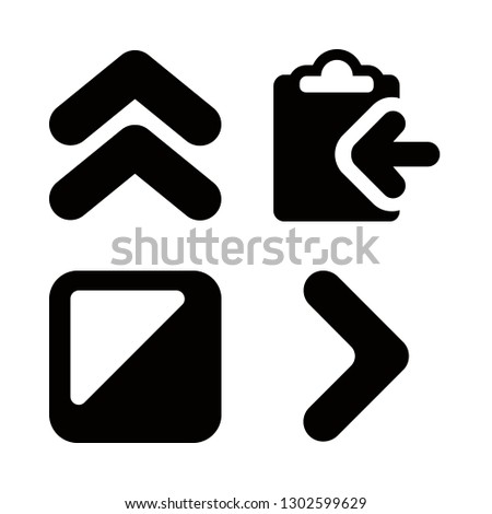 4 arrows icons with clipboard with left arrow and double up arrow in this set