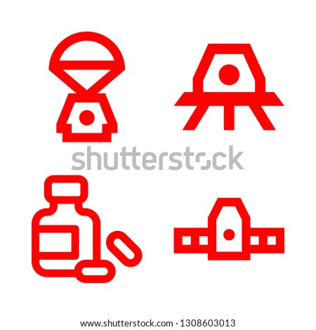 capsule icons set with space capsule and pills vector set