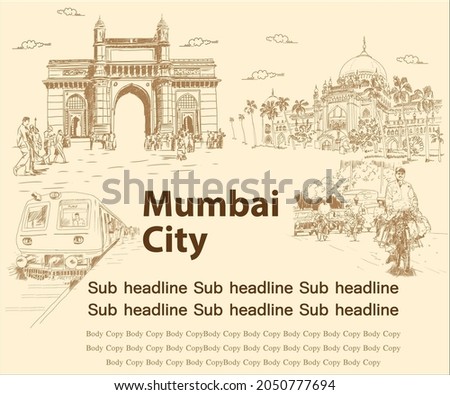 Mumbai city Line art Background india metro city