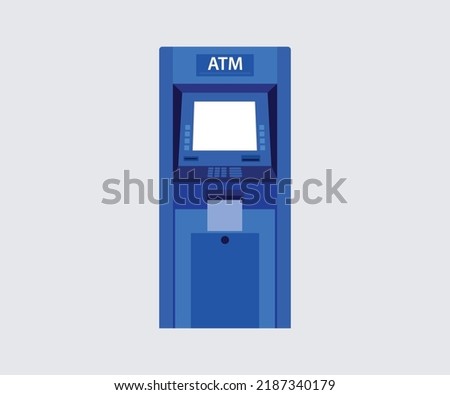 ATM Machine Vector Illustration flat style design. Cash withdrawal. Banking technology. Isolated on white background