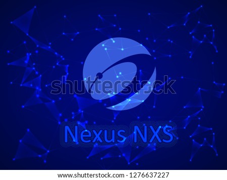 Banner, poster crypto currency symbol nexus on blue background. Stock illustration.