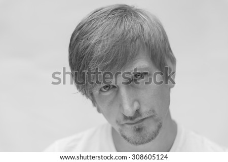 caucasian male portrait on white background