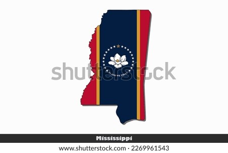 Flag Map State of Mississippi