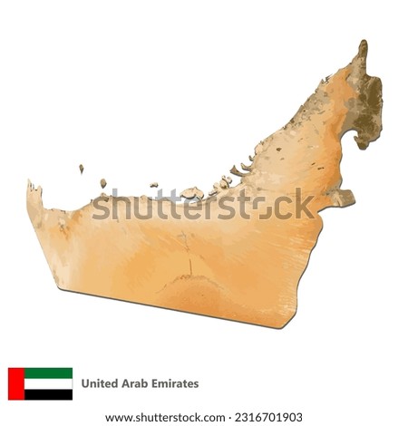 United Arab Emirates Topography Country  Map Vector