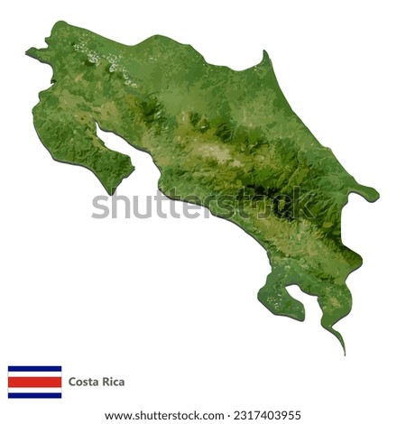 Costa Rica Topography Country  Map Vector