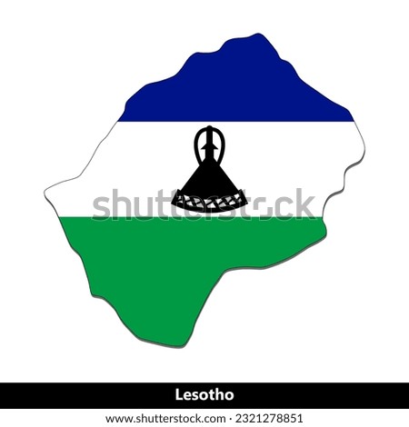 Lesotho Country - Flag Map