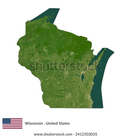 Wisconsin, States of America Topographic Map (EPS)