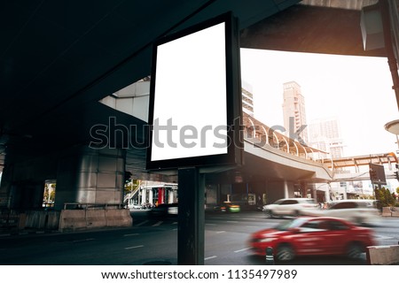 Blank Advertising Billboard In Sunset Outdoor Ads Concept Stock