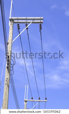 home electricity post with blue sky