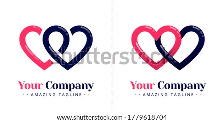 Double love logo for connected and infinity relationships. Templates can be used for corporate, dating apps, business wedding events, poster, brochure, wedding invitation, card, website, banner