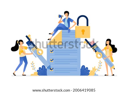 Survey and exam security to protect user from data leakage and misuse. Vector illustration concept can be use for landing page, template, ui ux, web, mobile app, poster, banner, website, flyer, ads