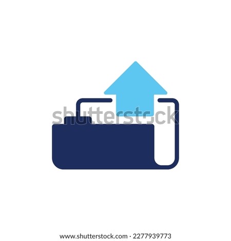 vector icon concept of folder and arrow up or upload data. Can be used for technology, education, office, company. Can be for web, website, poster, apps