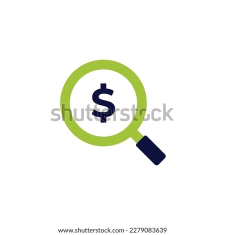 icon vector concept of dollars and magnifying glass for banking and capital markets in seeking profit and investment. Can used for social media, website, web, poster, mobile apps