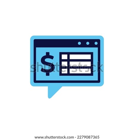 icon vector concept of feedback from reviews of budgeting and tax accounting apps is illustrated by comments, dollar and table symbols. Can used for social media, website, web, poster, mobile apps