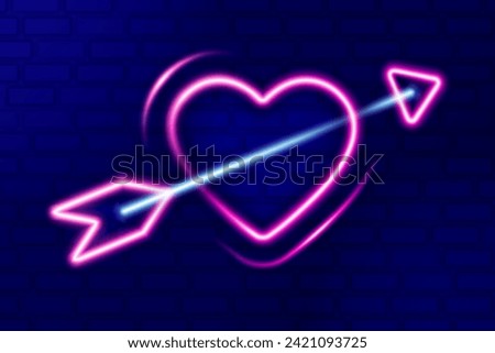love light line neon pierced by shining arrows for placed in dinners restaurant, hotels or bars. designed for poster, promotion, brochure, flyer. Vector illustration