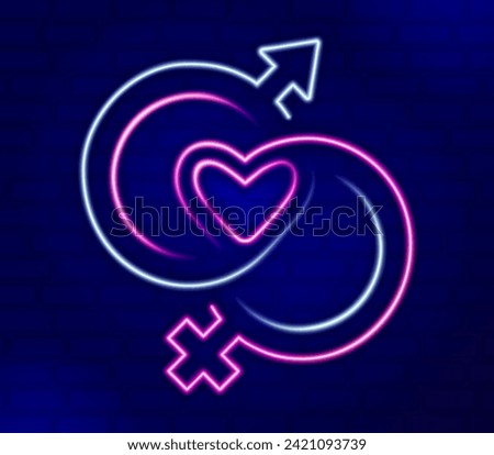 love light line neon with two genders bonded with each other for placed in bars, hotels, restaurant on Valentine Day. Designed for poster, promotion, brochure, flyer. Vector illustration