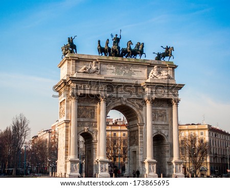 Arch of Peace of Milan, built in 1800 in neo-classical architectural style