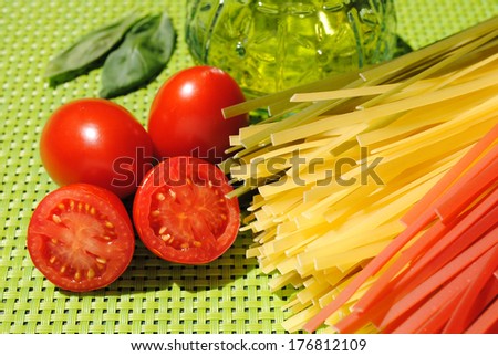 Italian spaghetti with the colors of the Italian flag