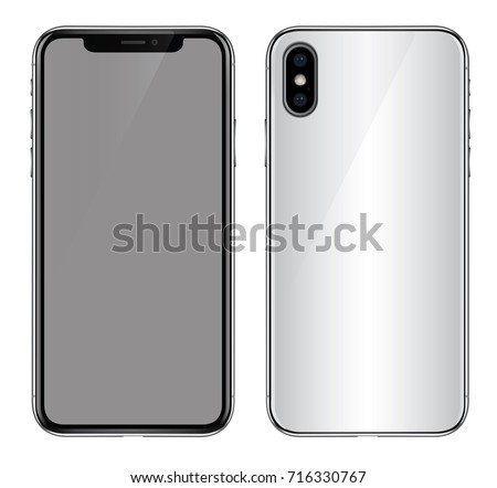 Realistic white glass smartphone vector illustration. New frameless white smart phone design concept.. Made after realize. High quality vector illustration. Application mockup.