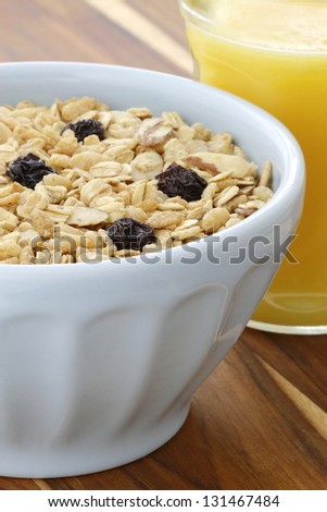 Granola, delicious and healthy breakfast, meal or snack food; popular around the world, and often eaten in combination with yogurt or milk.