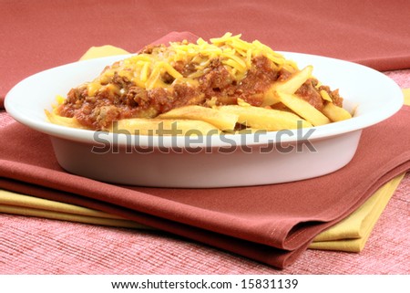 chili fries delicious  and  healthy  appetizer or meal made with organic selected ingredients