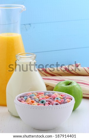 delicious and nutritious, cereal loops, with healthy organic milk