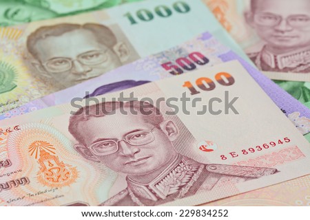 Thai banknotes (baht).concept photo   for  money,business, banking ,currency and foreign exchange rates
