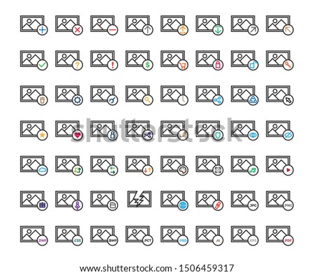 Picture Image Icon Vector Illustration with additional interfaces. Images icon with file extensions