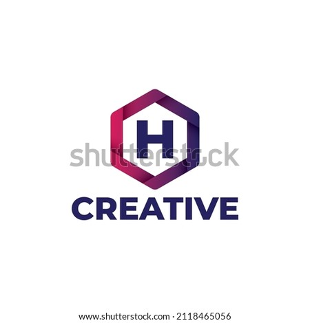 Letter H logo design template, hexagonal logo with gradient color, modern style isolated on white background.