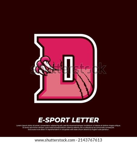 Tiger claw mascot sport logo design. Letter D with Tiger scratch animal mascot illustration logo Stock fotó © 