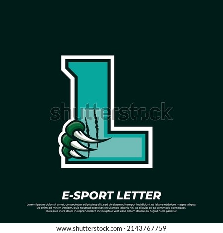 Tiger claw mascot sport logo design. Letter L with Tiger scratch animal mascot illustration logo