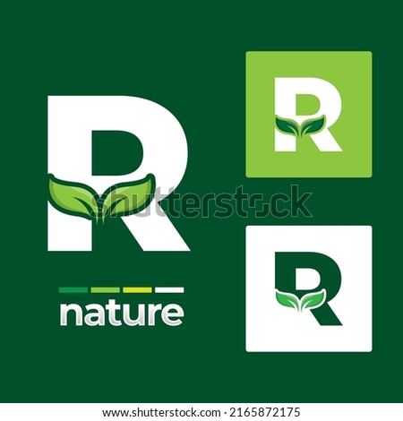 Green leaf logo icons set on letter R illustration template, leaves Elements for eco and bio logos Stock fotó © 