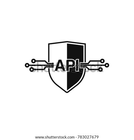 Shield api interface icon, vector illustration. Flat design style.