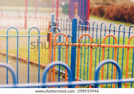 colorful fences on playground, England