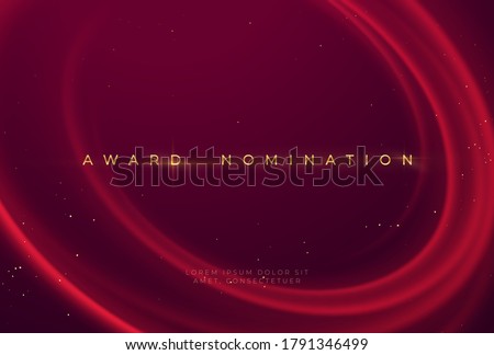 Award nomination ceremony with luxurious red wavy background with gold glitter and sparkle. Vector illustration EPS10