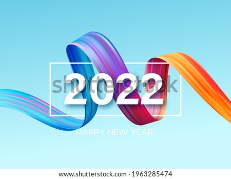 2022 Calendar number header on colorful abstract color brush paint stroke background. Happy 2022 new year and Christmas colorful background. Vector illustration EPS10