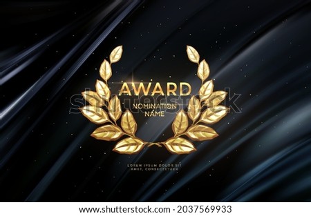 3d realistic gold laurel wreath winner award nominations background. Award concept background. Vector illustration EPS10