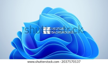 Blue wavy shapes on a black background. 3d trendy modern background. Blue waves abstract shape. Vector illustration EPS10