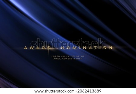 Awards ceremony luxurious black wavy background with golden text. Black silk luxury background. Vector illustration EPS10