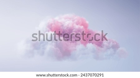 Realistic fantasy illustration pink cloud on soft background, pastel colors. Captures a fairy paradise sunset landscape. Beautiful and versatile design element. Vector Illustration
